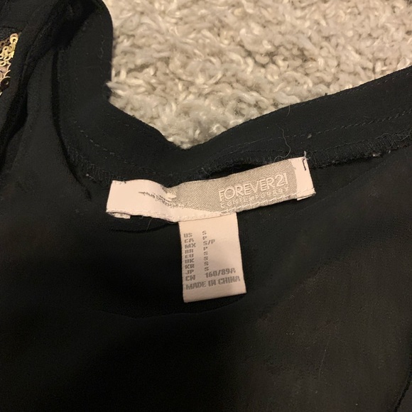 Forever 21- black tank top with gold and metallic rust sequins. - Picture 2 of 2